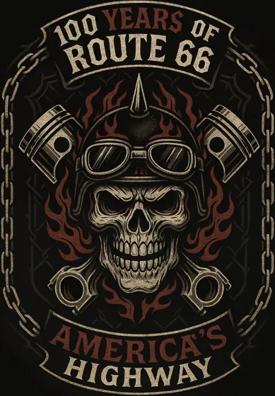 ROUTE 66 centennial artwork — skull