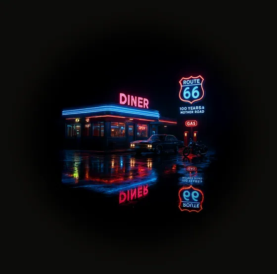 ROUTE 66 centennial artwork — diner