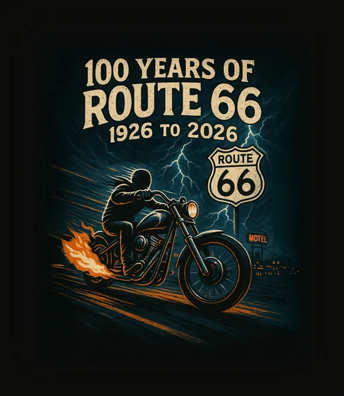 ROUTE 66 centennial artwork — motorcycle