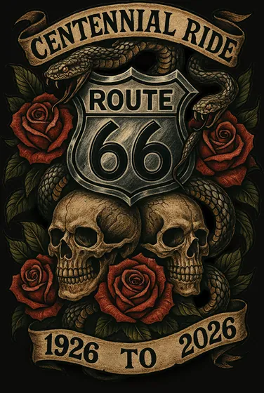 ROUTE 66 centennial artwork — skull