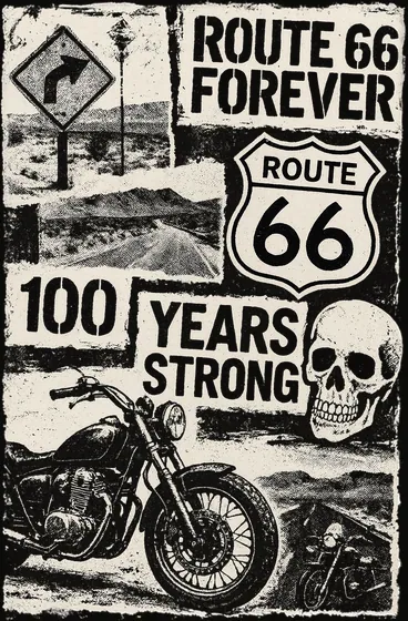 ROUTE 66 centennial artwork — motorcycle