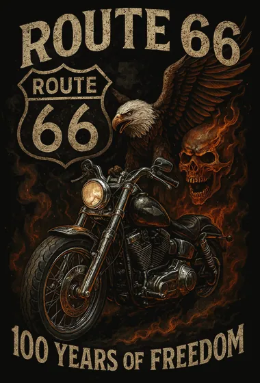 ROUTE 66 centennial artwork — skull