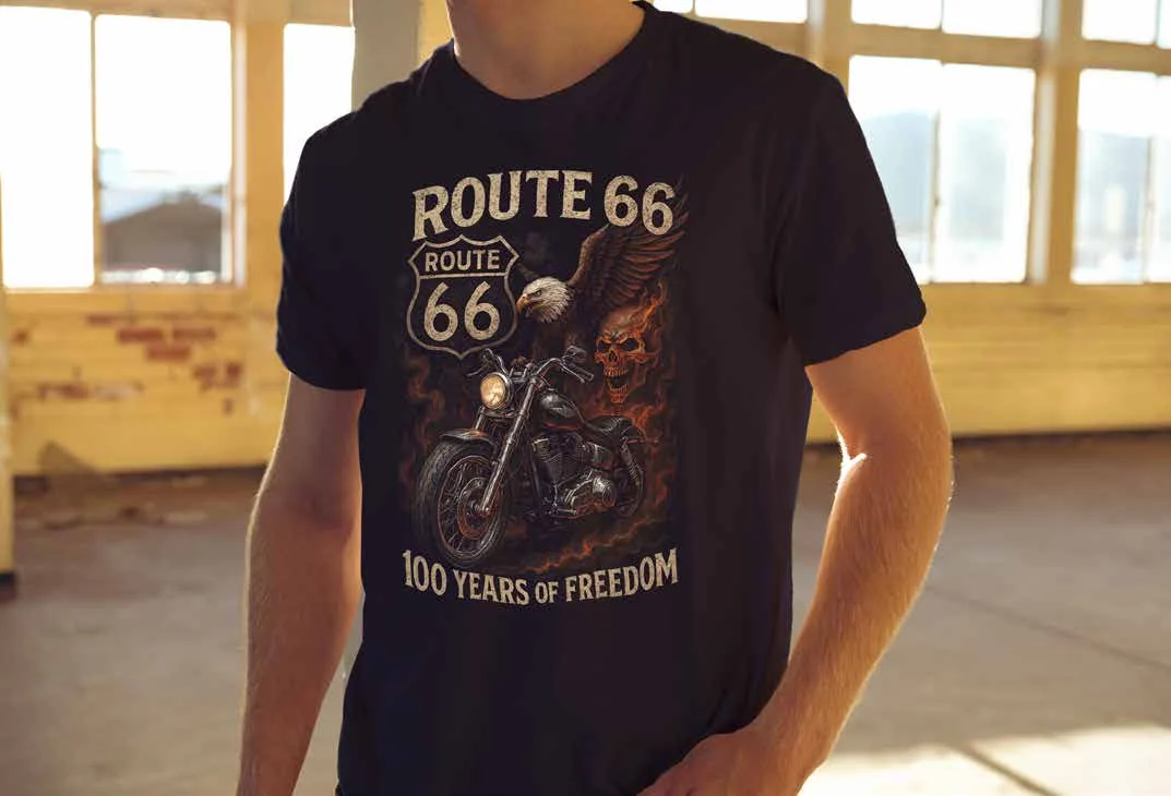 A centennial eagle and motorcycle T-shirt