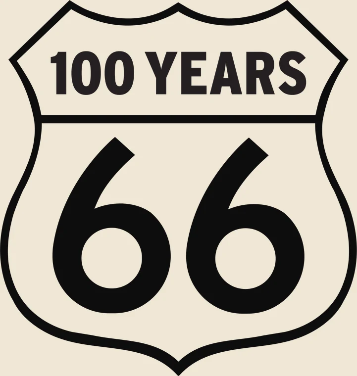 ROUTE 66 centennial artwork — the 100 Years shield