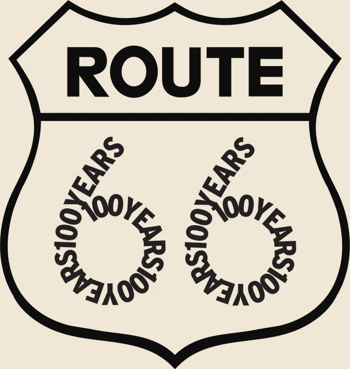ROUTE 66 centennial artwork — the shield with 100 Years lettering