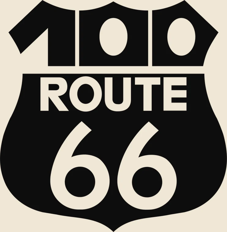 ROUTE 66 centennial artwork — the 100 shield