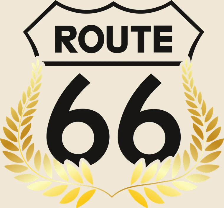 ROUTE 66 centennial artwork — the shield with laurel