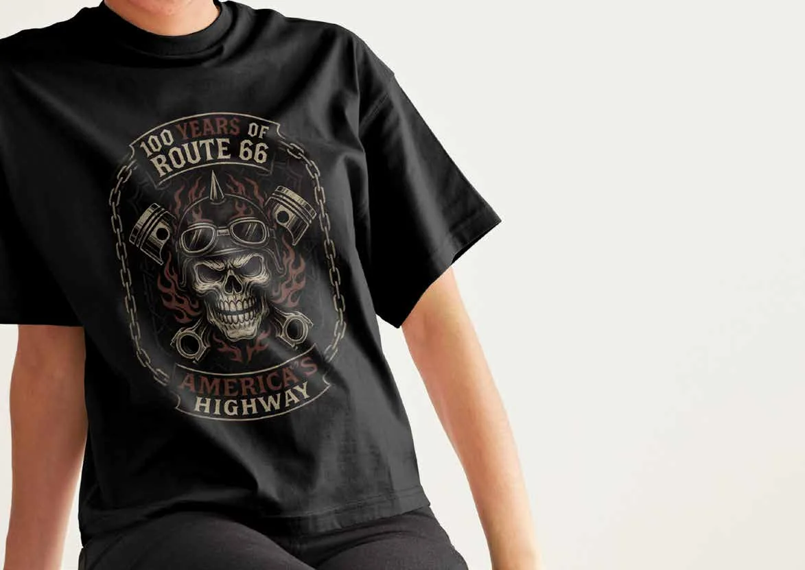 A centennial skull and chains T-shirt