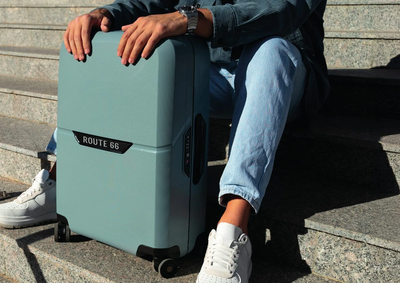 Traveller with a ROUTE 66 suitcase