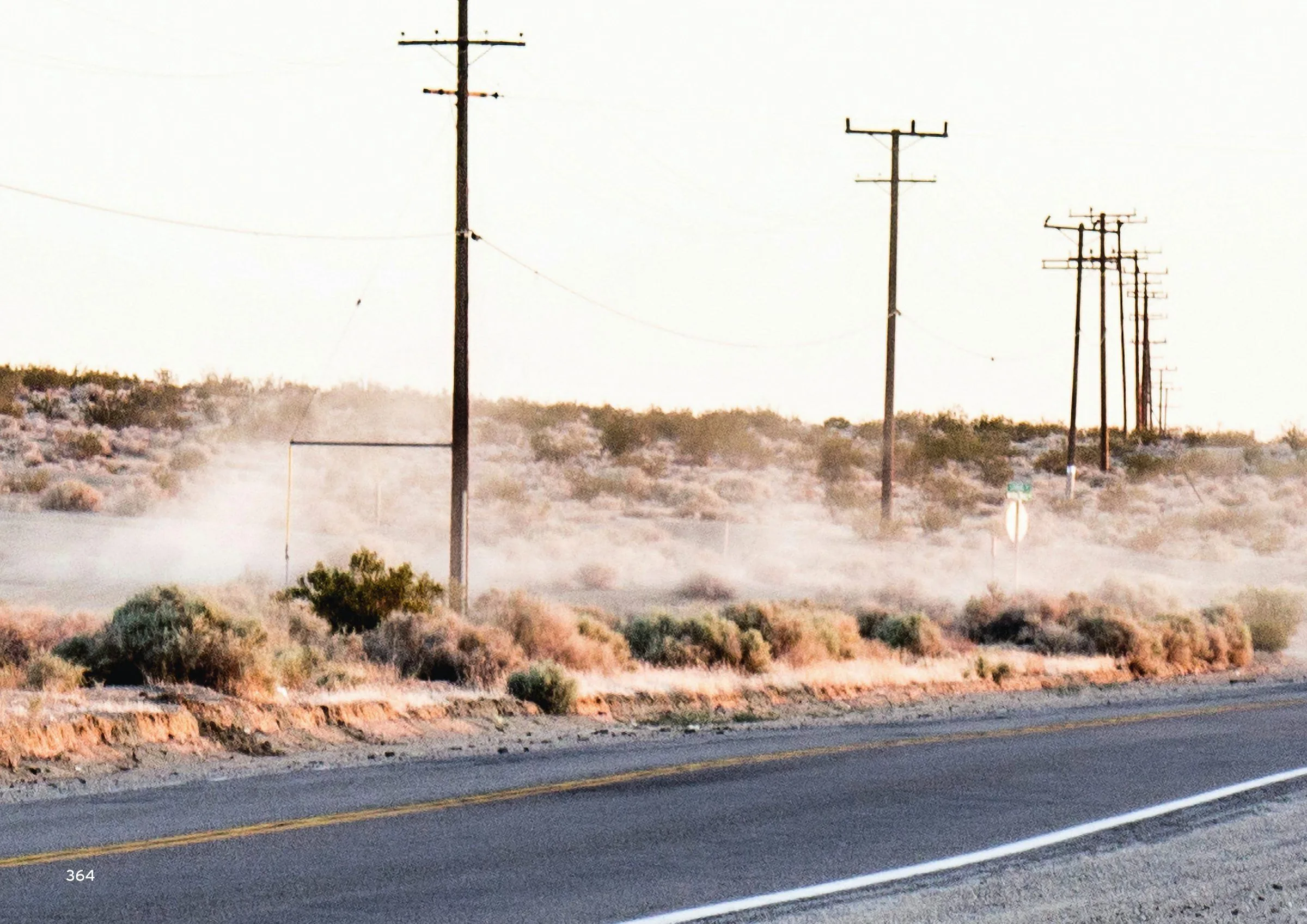 Telegraph poles along a desert stretch of ROUTE 66